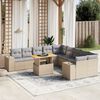 vidaXL Garden Sofa Set Beige PE Rattan Large Adjustable Armrests