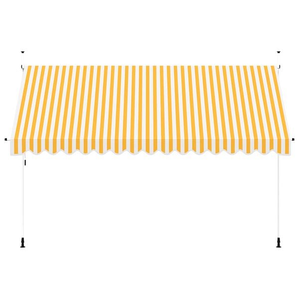vidaXL Retractable Awning Orange and White Polyester with PU coating, Steel