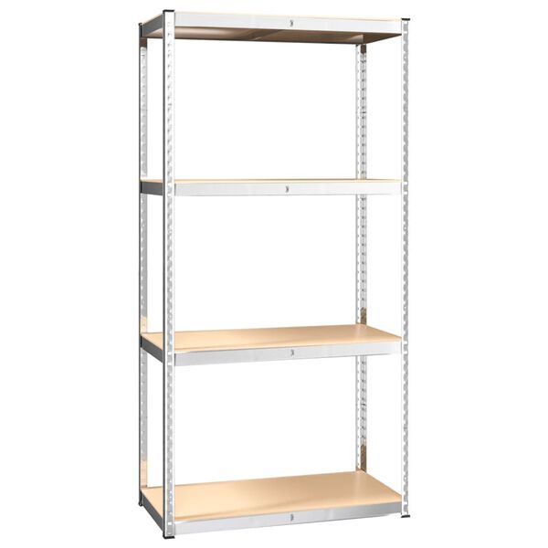 vidaXL 4-Layer Shelves 3 pcs Silver Steel&Engineered Wood