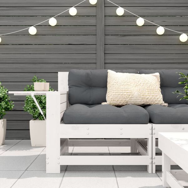 vidaXL Garden Sofa White and Anthracite Solid pine wood Standard