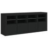 vidaXL Sideboard Black Engineered wood, Glass Medium Sideboard