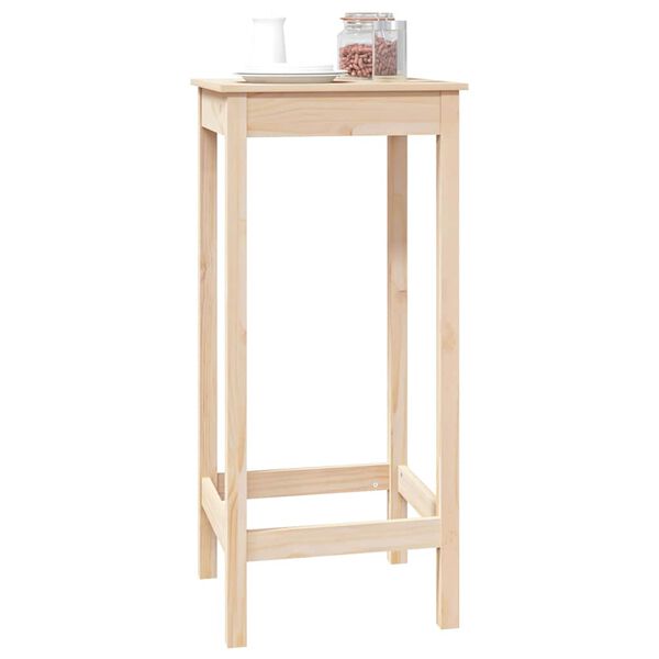 vidaXL Bar Table Natural Pine Solid Pine Wood Medium Durable Bar Table