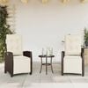 vidaXL Reclining Garden Chair Set of 2 Brown and Cream White