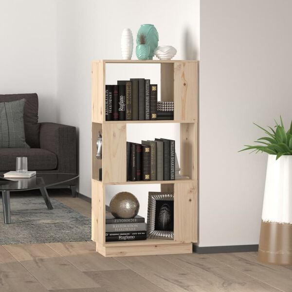 vidaXL Book Cabinet Natural pine Solid Pine Wood Medium Book Cabinet