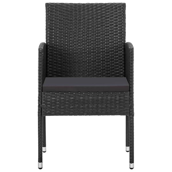 vidaXL Garden Chair Set of 2 Black PE Rattan, Steel Standard Durable