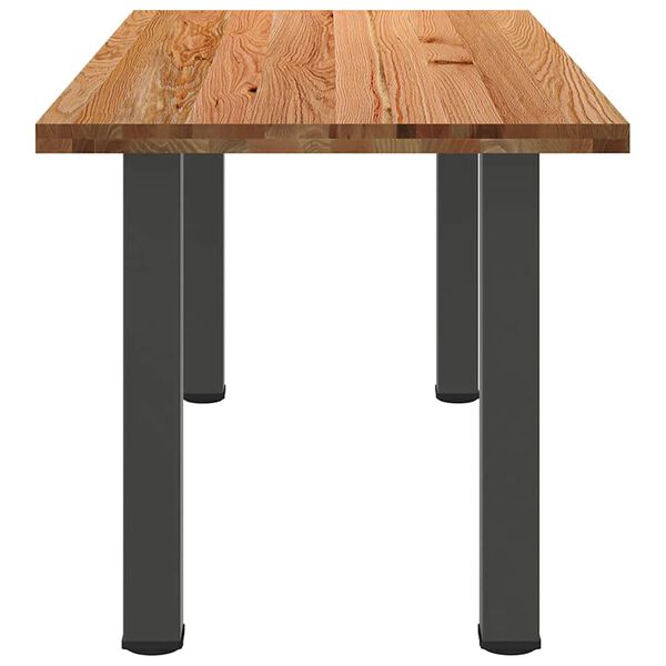 vidaXL Dining Table Light Brown Solid Oak Wood, Powder-Coated Steel Large