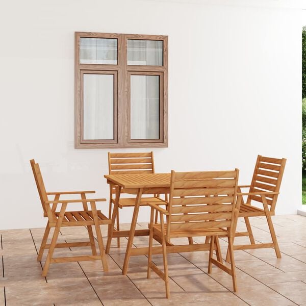 vidaXL Outdoor Dining Set Natural Wood Solid Acacia wood 5-Piece Durable