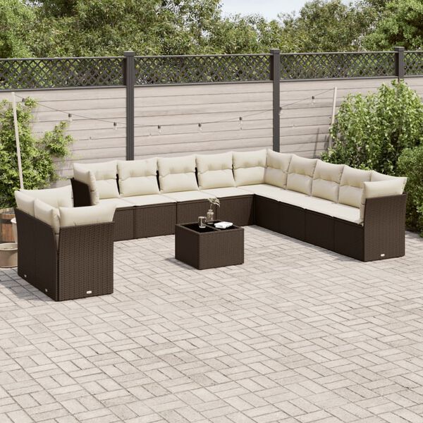 vidaXL Garden Sofa Set Brown PE rattan Large Modular Garden Sofa Set