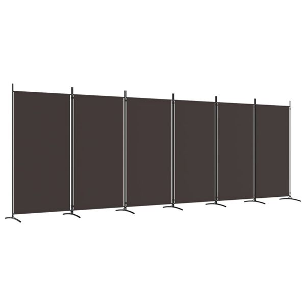 vidaXL 6-Panel Room Divider Brown 204.7"x70.9" Fabric