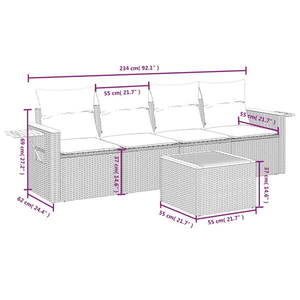 vidaXL Garden Sofa Set Black, Cream
