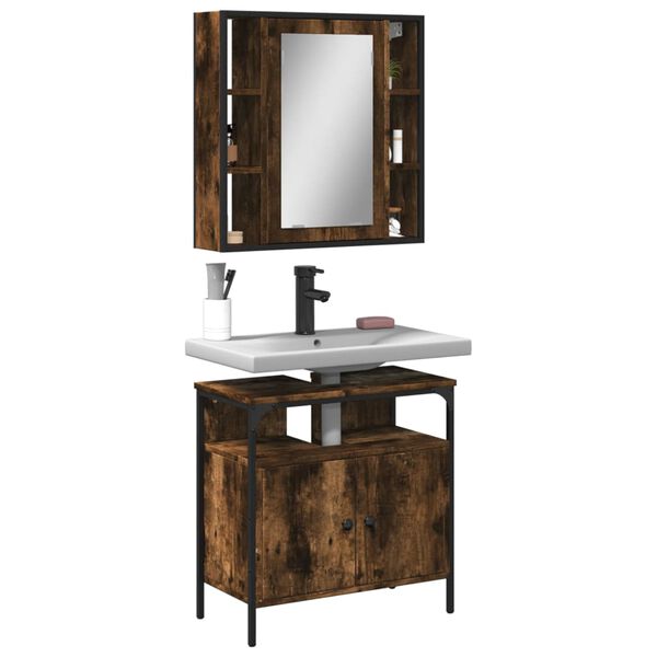 vidaXL Bathroom Furniture Set Smoked Oak