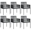 vidaXL Garden Chair Set of 6 Black PE rattan Standard Durable