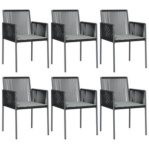 vidaXL Garden Chair Set of 6 Black PE rattan Standard Durable