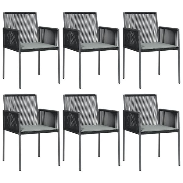 vidaXL Garden Chair Set of 6 Black PE rattan Standard Durable