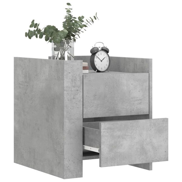 vidaXL Bedside Cabinet Concrete Grey Engineered Wood 17.7x19.7x19.7 in