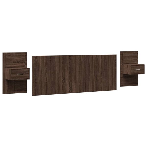 vidaXL Bed Headboard With Cabinet Brown Oak Engineered wood 78.7 in wide