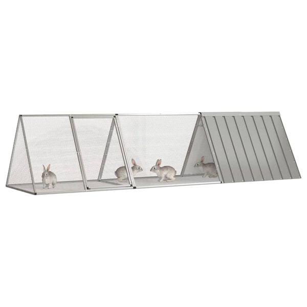 vidaXL Rabbit Cage Grey Galvanized steel 119.1 x 31.7 x 28.0 in
