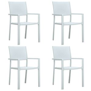 vidaXL Garden Chair Set of 4 White Plastic Standard Light Weight