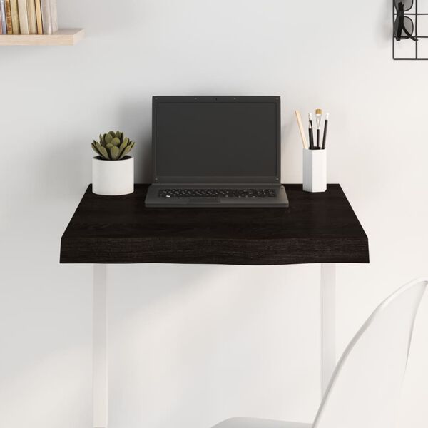 vidaXL Table Top Dark brown Solid oak wood 23.6 x 23.6 in