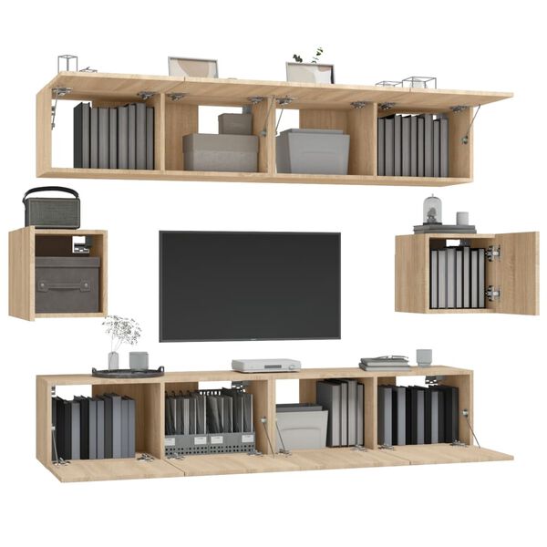 vidaXL TV Cabinet Set 6 Pieces Sonoma Oak Engineered Wood