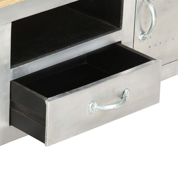 vidaXL TV Cabinet Silver and brown Solid mango wood, aluminum 47.2 in wide