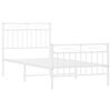 vidaXL Bed Frame White Powder-Coated Steel Twin Bed Frame Rectangular