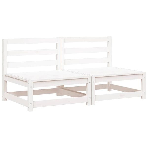vidaXL Wooden Middle Sofa White Solid pinewood Compact Modular