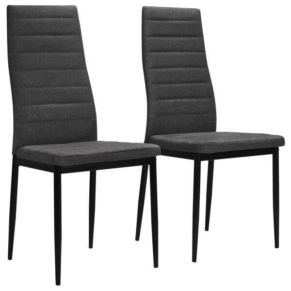 vidaXL Dining Chair Set of 2 Dark Gray Polyester fabric and metal frame