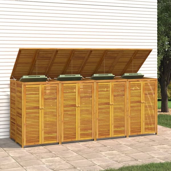 vidaXL Quadruple Garbage Bin Shed 110.2"x35"x46.1" Solid Wood Acacia
