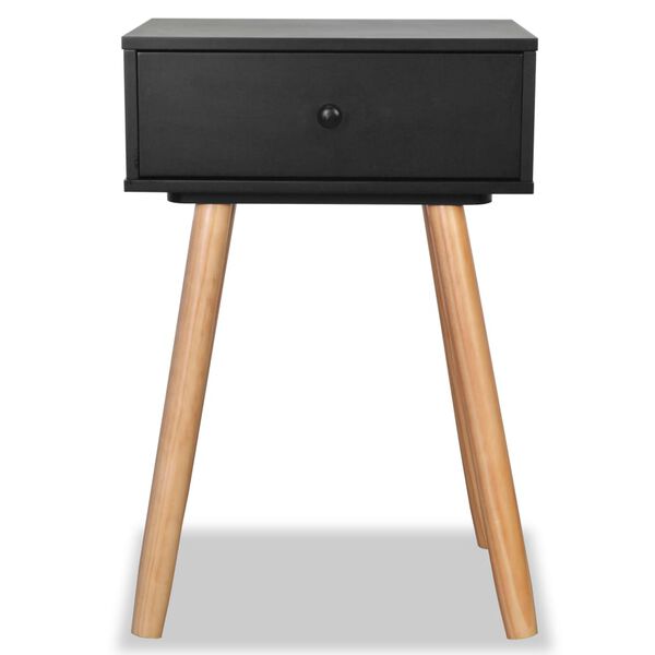 vidaXL Nightstand Set of 2 Black and brown Solid pinewood legs, MDF frame