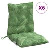 vidaXL Lowback Chair Cushion Set of 6 Leaf pattern