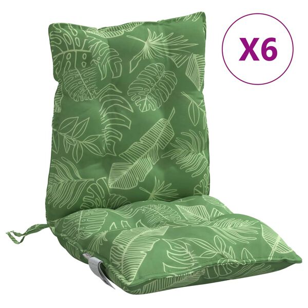 vidaXL Lowback Chair Cushion Set of 6 Leaf pattern
