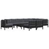 vidaXL Garden Lounge Set Black Solid pine wood, fabric (100% polyester)