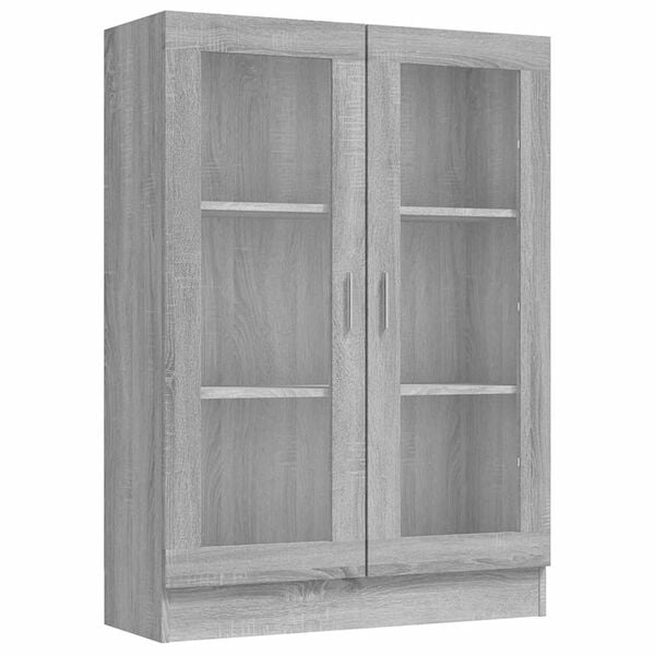 vidaXL Display Cabinet Grey Sonoma Engineered wood and glass Large