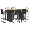vidaXL Garden Bar Set Black PE rattan 7 Piece Set UV-resistant materials