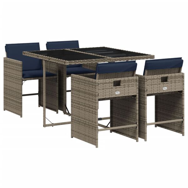 vidaXL Patio Dining Set Set of 4 Gray and Brown