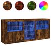vidaXL Sideboard with LED Lights Smoked Oak 63.8"x14.6"x26.4"