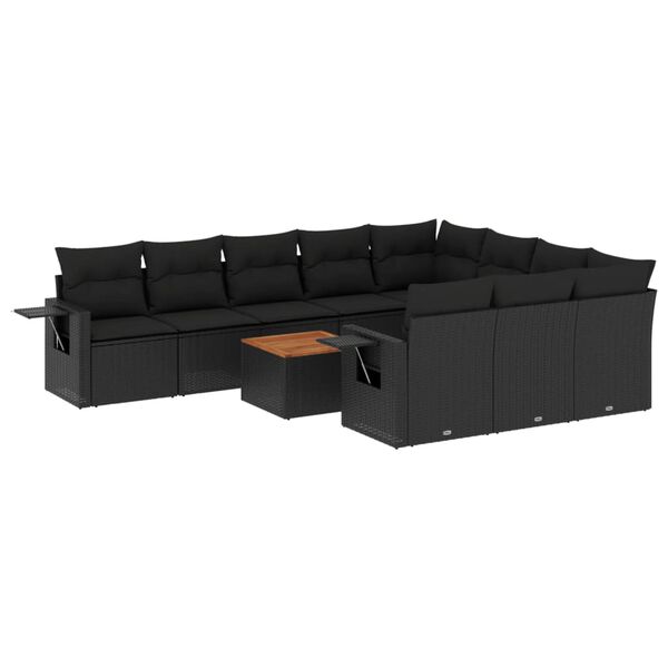vidaXL Garden Sofa Set Black