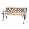 vidaXL Garden Bench Natural wood with green Wood, Wrought Iron, PVC 48 in