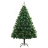 vidaXL Artificial Hinged Christmas Tree Green and Yellow PVC, Metal Medium