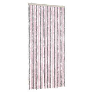 vidaXL Fly Curtain Silver Grey and Pink 35.4x86.6" Chenille