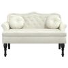 vidaXL Bench Cream Velvet (100% polyester), plywood, rubber wood