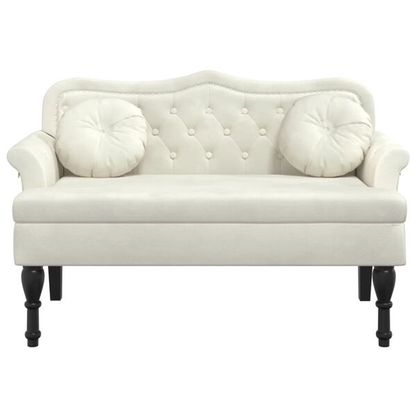 vidaXL Bench Cream Velvet (100% polyester), plywood, rubber wood