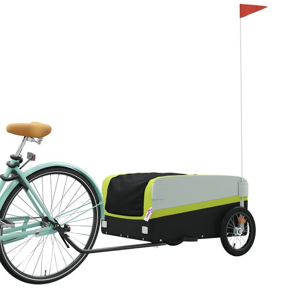 vidaXL Bike Trailer Black and Green 99.2 lb Iron