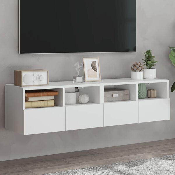 vidaXL TV Wall Cabinet Set of 2 White Engineered wood Medium
