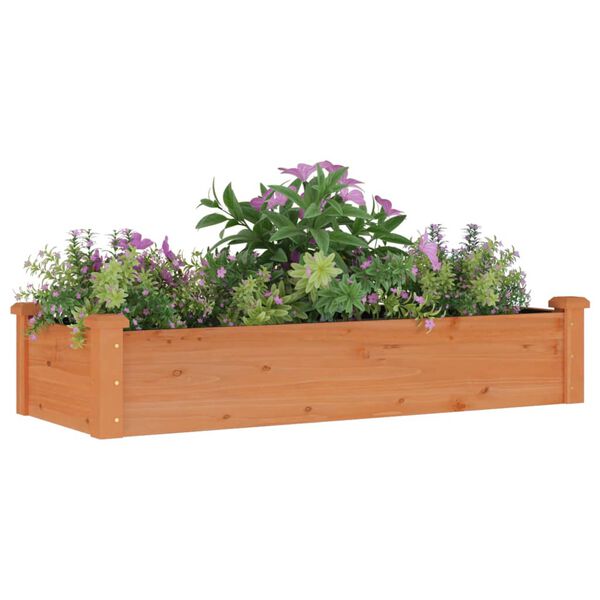 vidaXL Garden Raised Bed Brown Solid fir wood, non-woven fabric Large