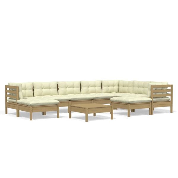 vidaXL Garden Lounge Set Honey brown, Cream Solid pinewood, Polyester fabric