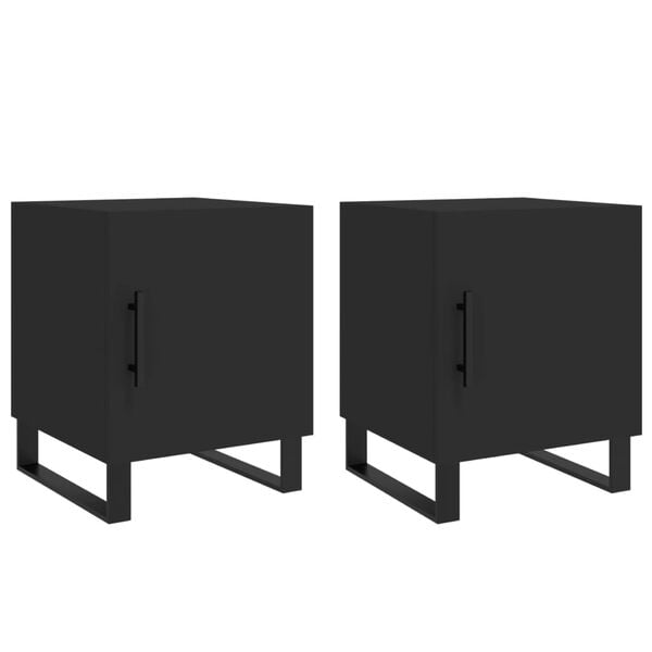 vidaXL Bedside Cabinet Set of 2 Black Engineered wood, Iron Medium