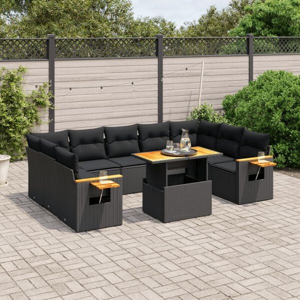 vidaXL Garden Sofa Set Black