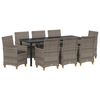 vidaXL Garden Dining Set 9 pcs Gray poly rattan
